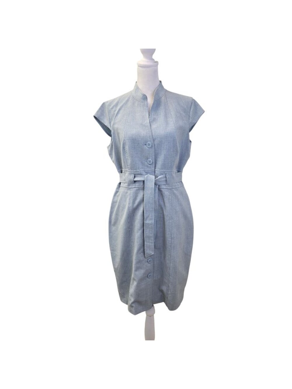 Calvin Klein Belted Cap Sleeve Shirt Dress Size Small (est)